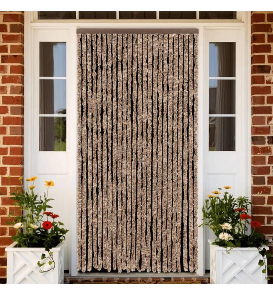 Fliegenvorhang Beige und Dunkelbraun 100x220 cm Chenille