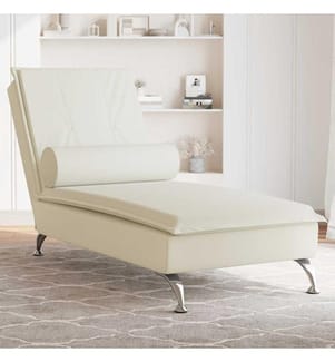Chaise longue de massage avec traversin crème velours