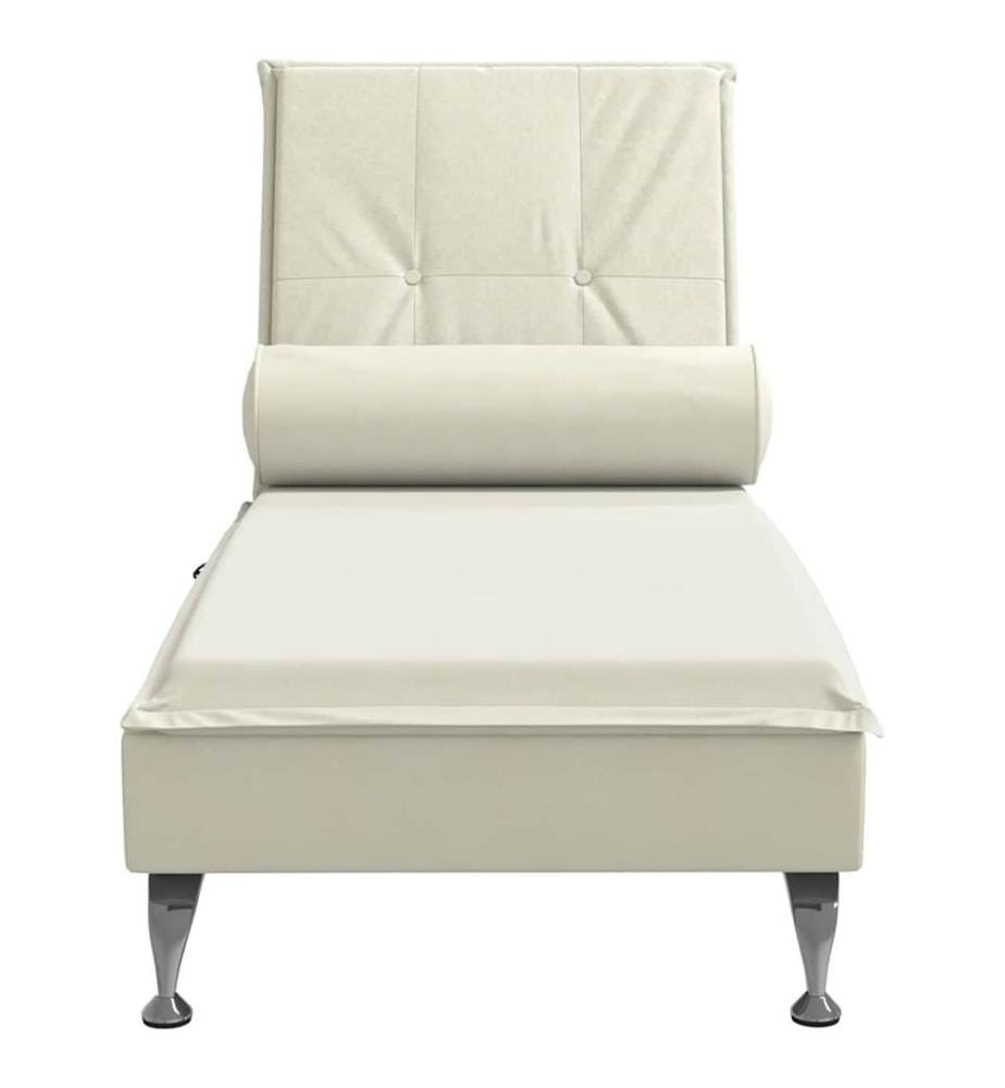 Massage-Chaiselongue mit Nackenrolle Creme Samt