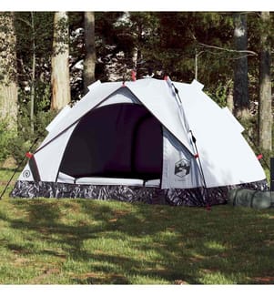 Kuppel-Campingzelt 3 Personen Weiss Verdunkelt Quick Release