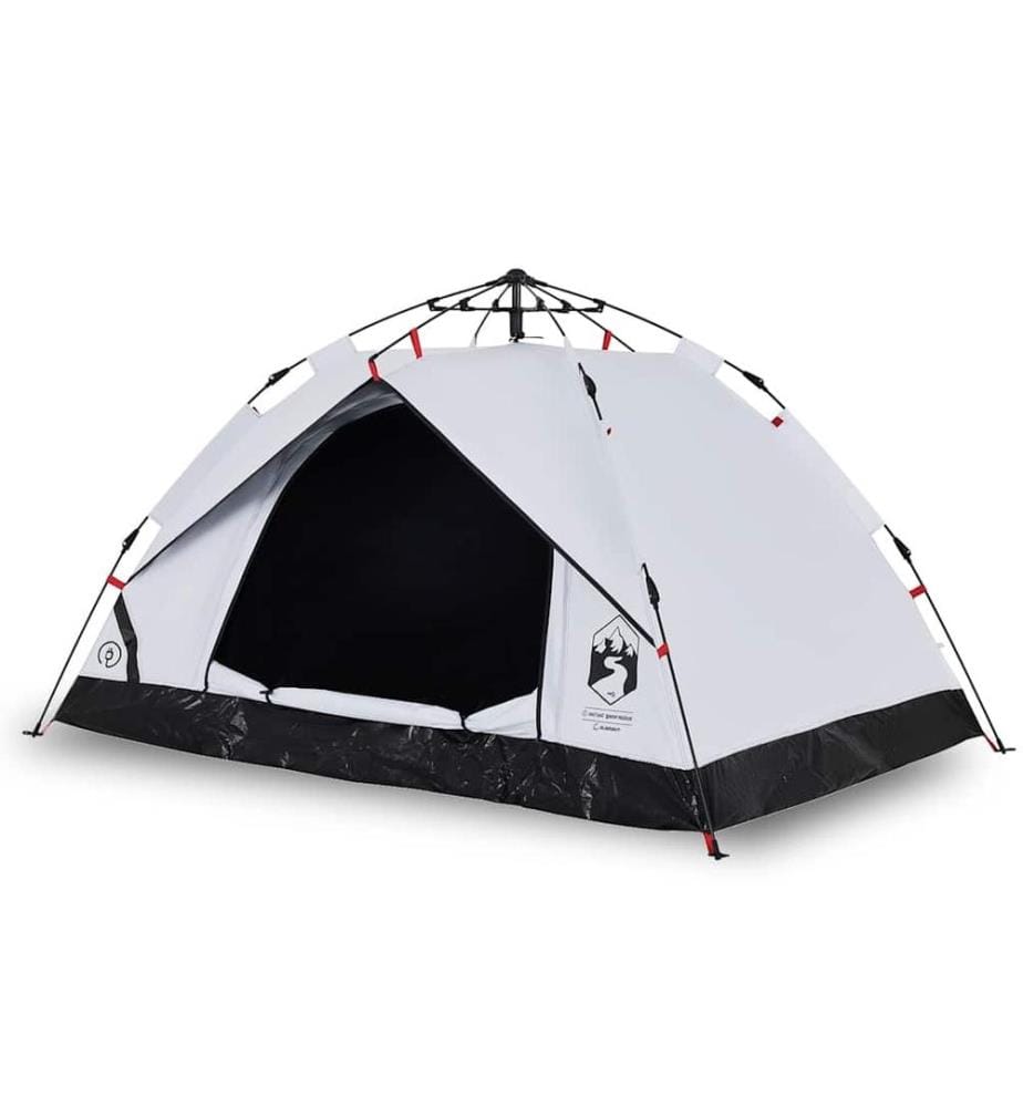 Kuppel-Campingzelt 3 Personen Weiss Verdunkelt Quick Release