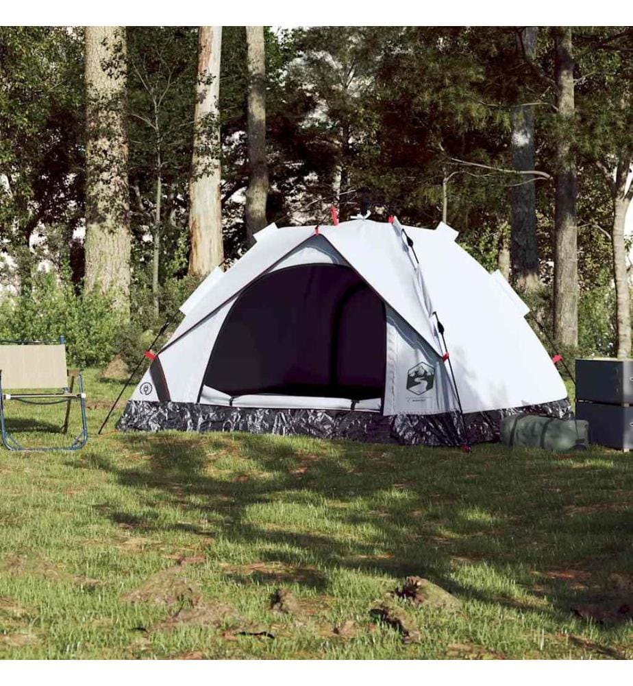 Kuppel-Campingzelt 3 Personen Weiss Verdunkelt Quick Release