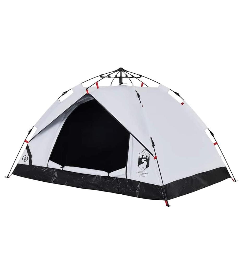 Kuppel-Campingzelt 3 Personen Weiss Verdunkelt Quick Release