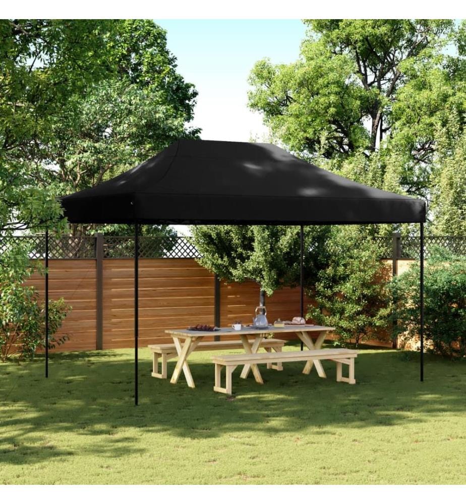 Tente de réception pliable escamotable noir 410x279x315 cm