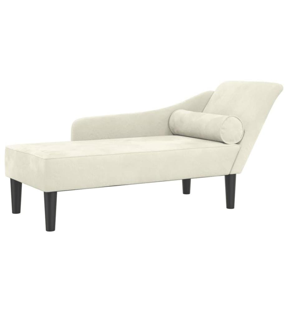 Chaise longue avec coussins crème velours