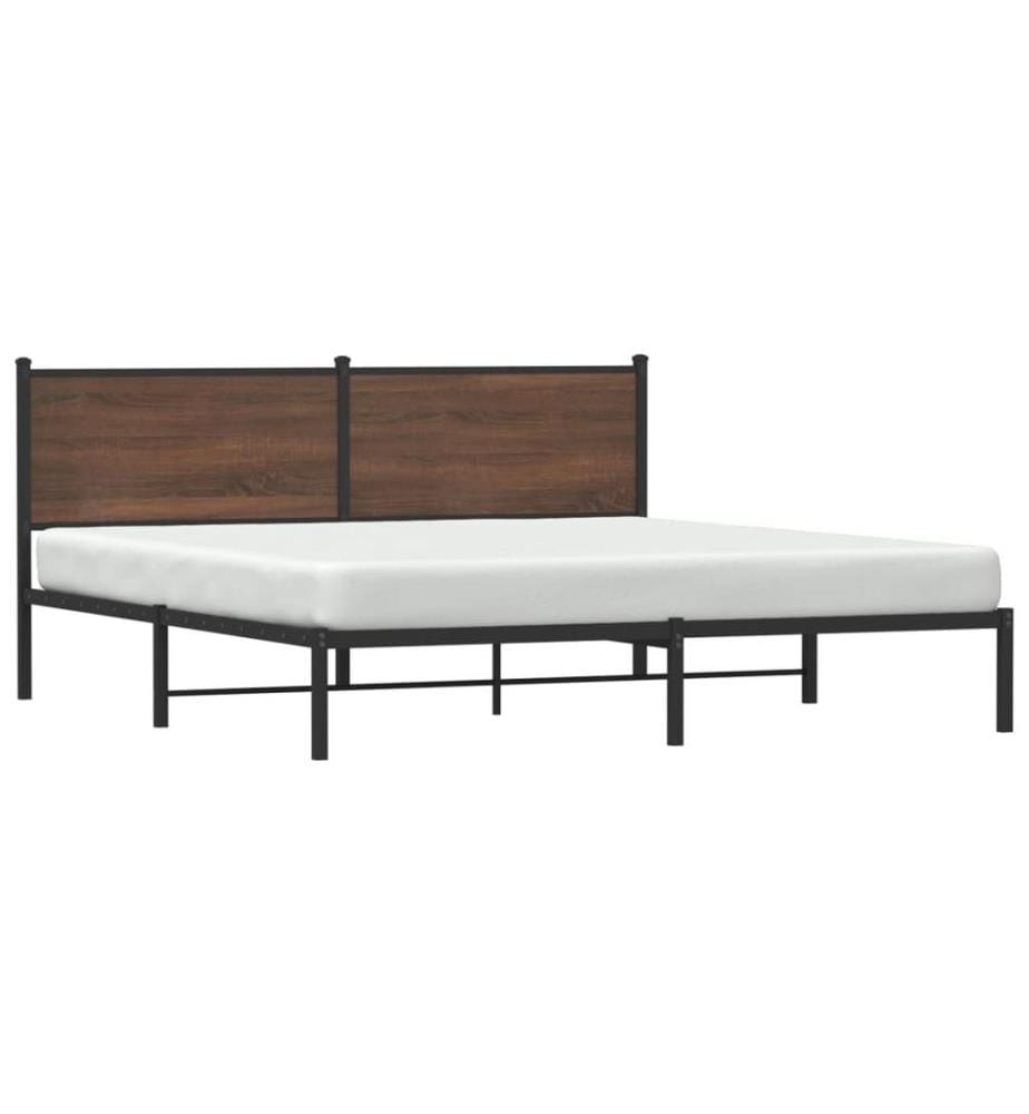 Cadre de lit en métal sans matelas chêne marron 160x200 cm