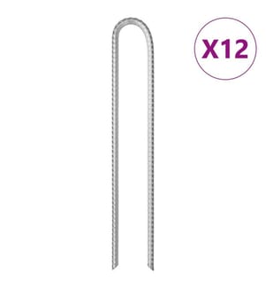 Piquets de tente 12pcs en forme de U 37cm Ø10mm acier galvanisé