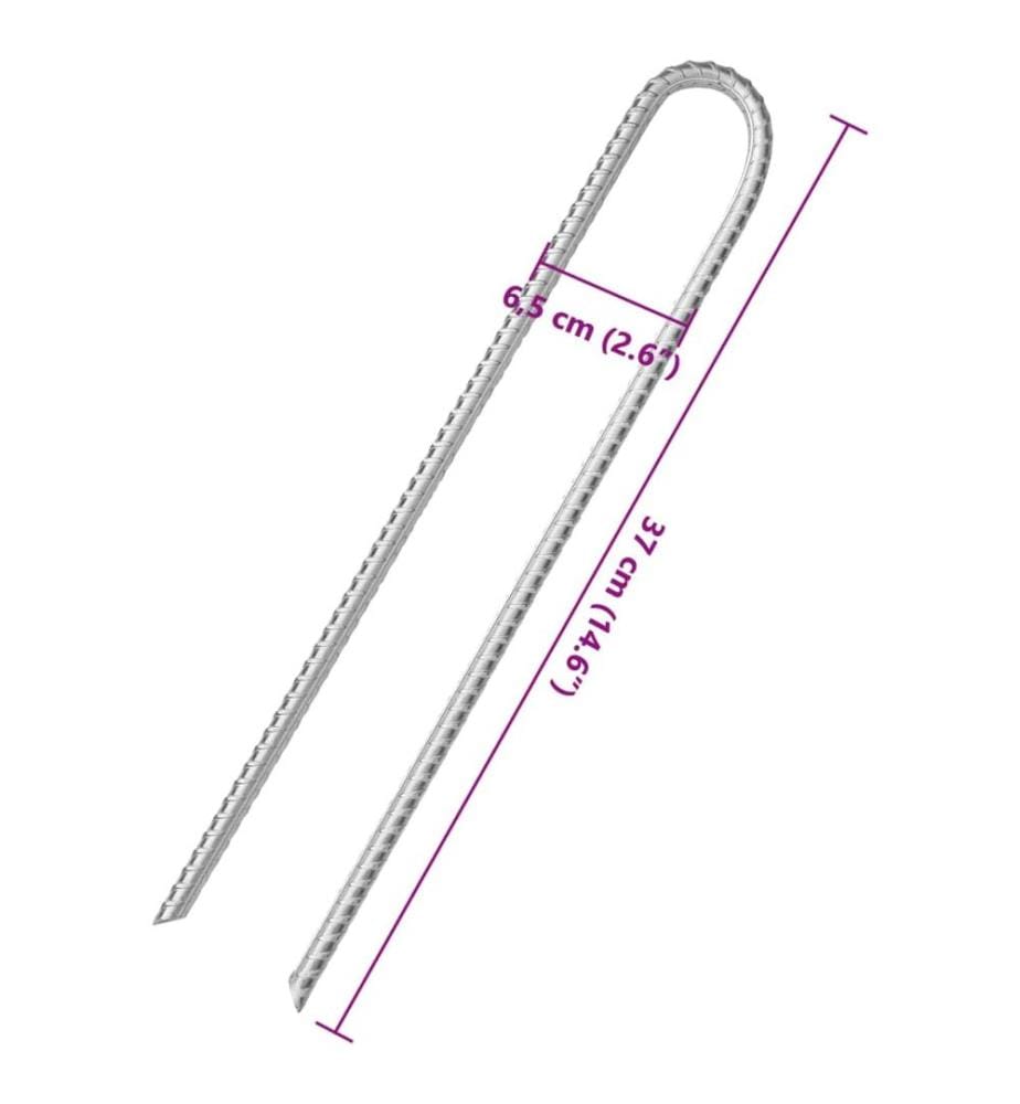 Zeltheringe 12 Stk. U-Form 37 cm Ø10 mm Verzinkter Stahl