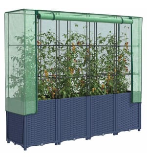 Jardinière surélevée avec housse aspect rotin 160x40x153 cm
