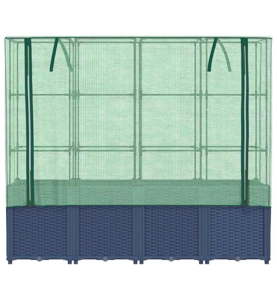 Jardinière surélevée avec housse aspect rotin 160x40x153 cm