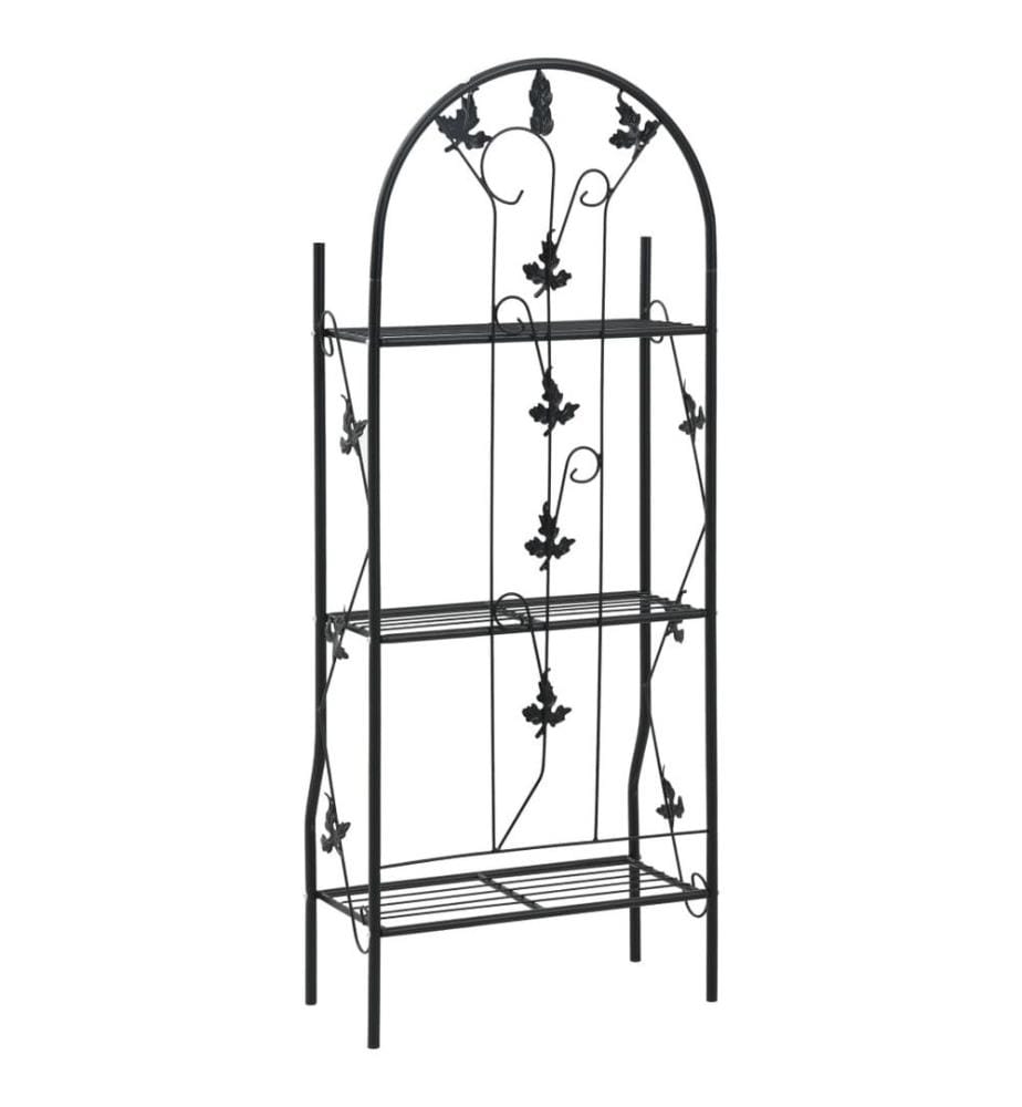 3-stufiges Pflanzenregal Schwarz 52 x 28 x 128 cm Eisen