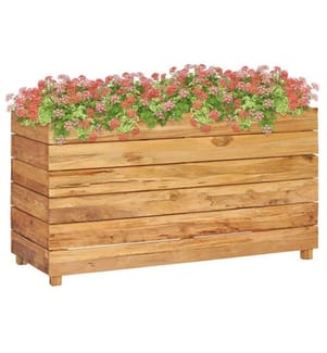 Lit surélevé 100x40x55 cm bois de teck recyclé et acier