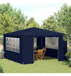 Tente de réception avec parois latérales 4x4 m Bleu 90 g/m²