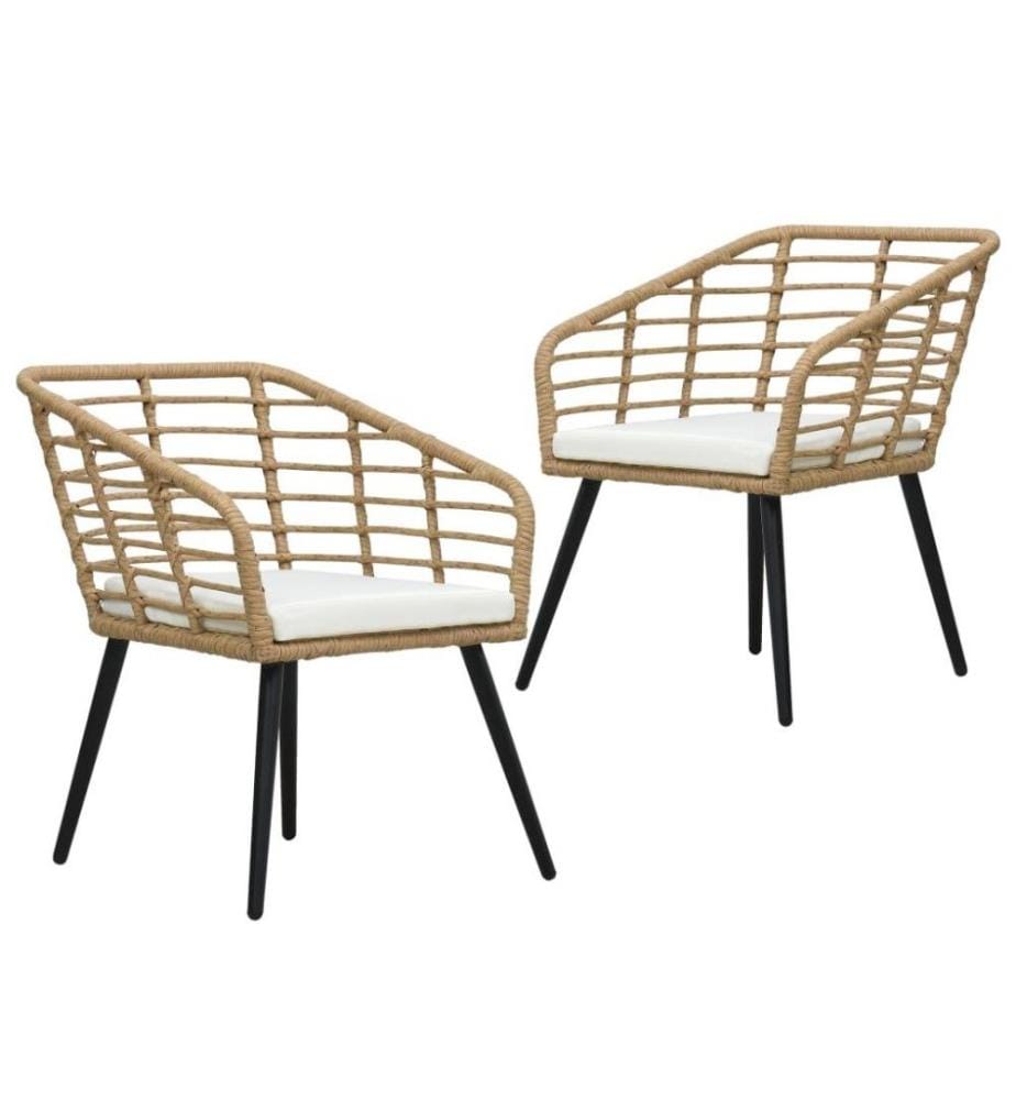 Chaises de jardin 2 pcs avec coussins Résine tressée Chêne
