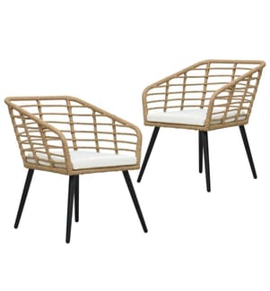 Chaises de jardin 2 pcs avec coussins Résine tressée Chêne