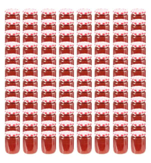 Pots à confiture Couvercle blanc et rouge 96 pcs Verre 230 ml