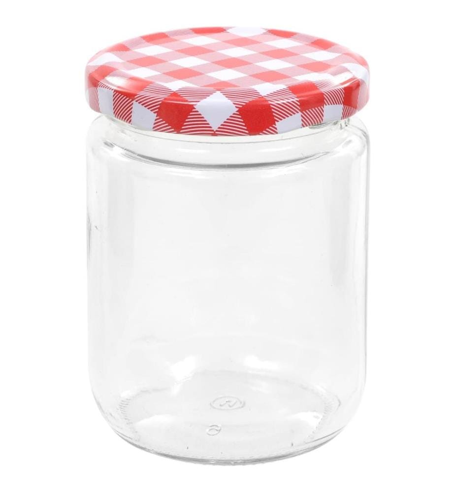 Pots à confiture Couvercle blanc et rouge 96 pcs Verre 230 ml
