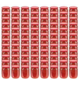Pots à confiture avec couvercle rouge 96 pcs Verre 230 ml