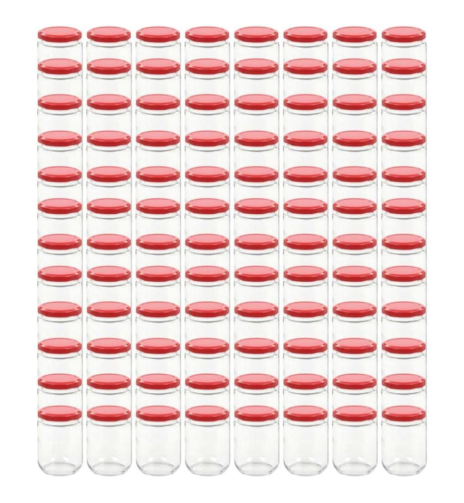 Pots à confiture avec couvercle rouge 96 pcs Verre 230 ml