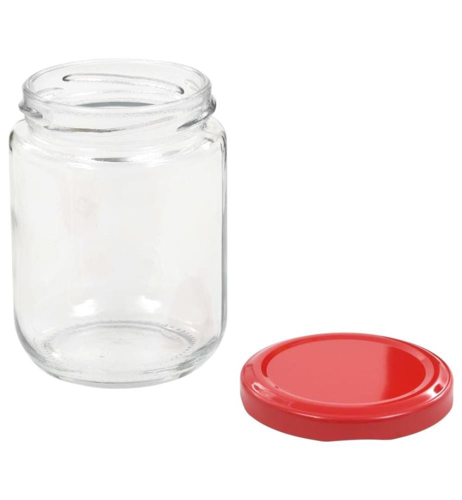 Pots à confiture avec couvercle rouge 96 pcs Verre 230 ml