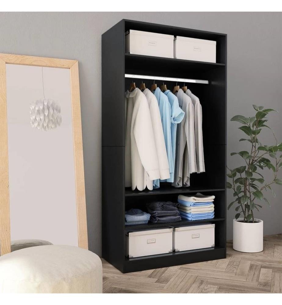 Kleiderschrank Schwarz 100x50x200 cm Holzwerkstoff