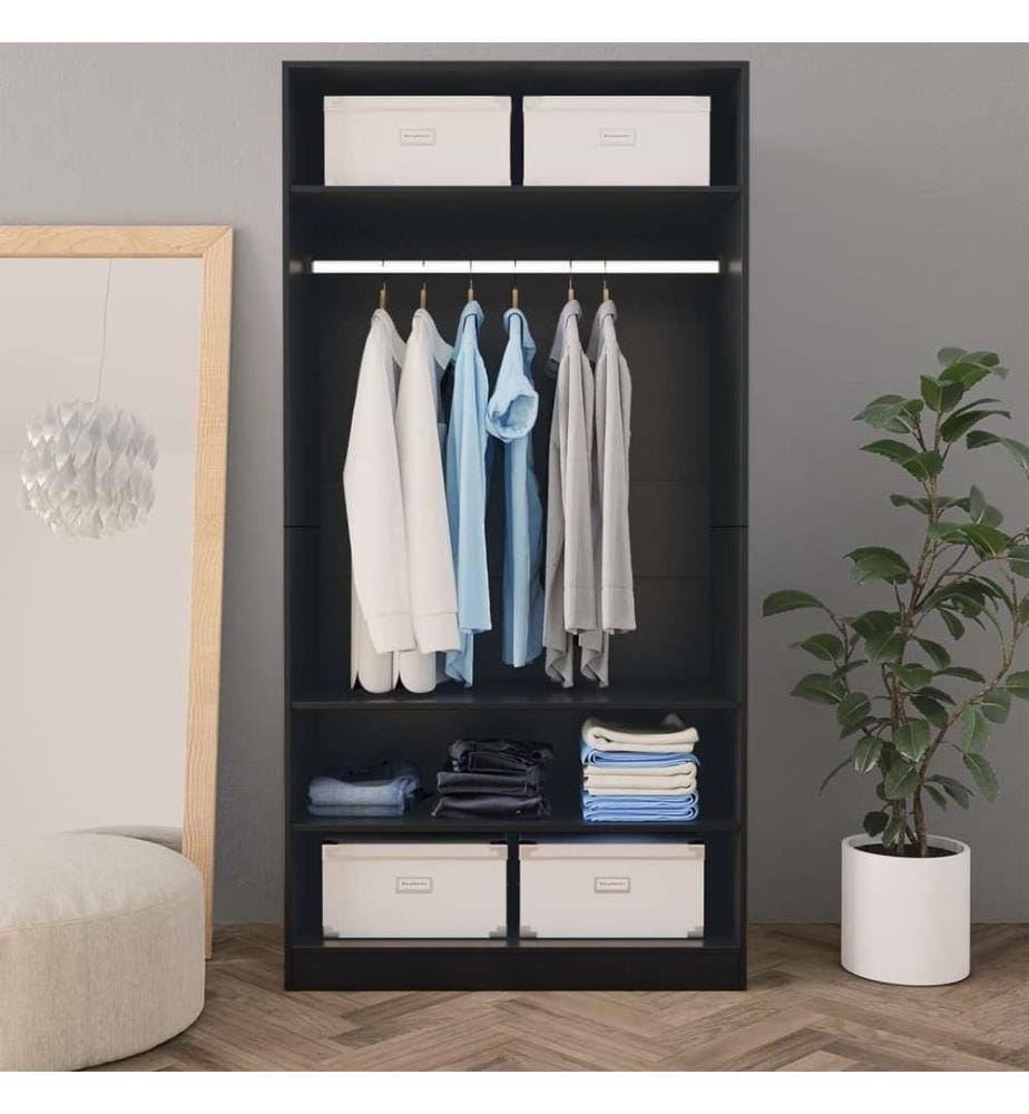 Kleiderschrank Schwarz 100x50x200 cm Holzwerkstoff