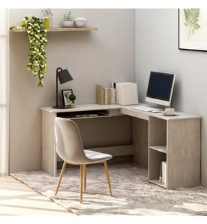 Eckschreibtisch in L-Form Betongrau 120x140x75 cm Holzwerkstoff