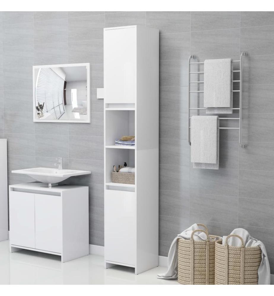Badezimmerschrank Weiss 30x30x183,5 cm Holzwerkstoff