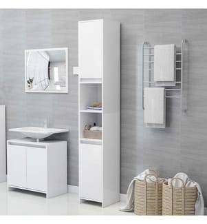 Badezimmerschrank Weiss 30x30x183,5 cm Holzwerkstoff