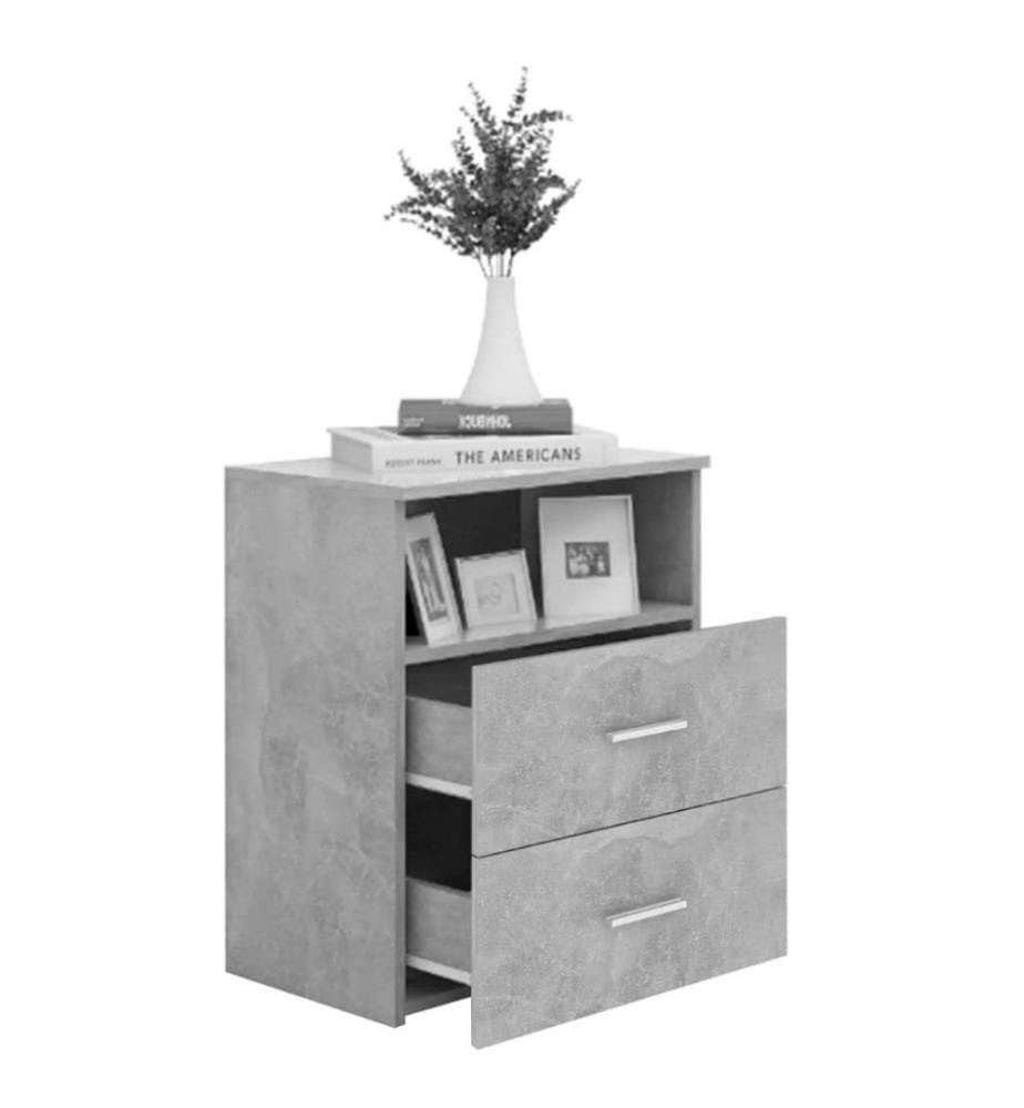 Table de chevet Gris béton 50x32x60 cm