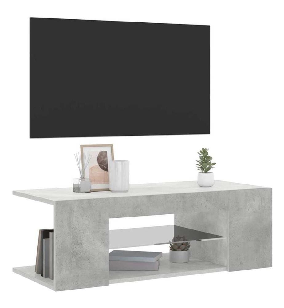 TV-Schrank mit LED-Leuchten Betongrau 90x39x30 cm