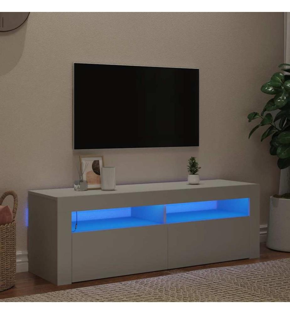 TV-Schrank mit LED-Leuchten Weiss 120x35x40 cm