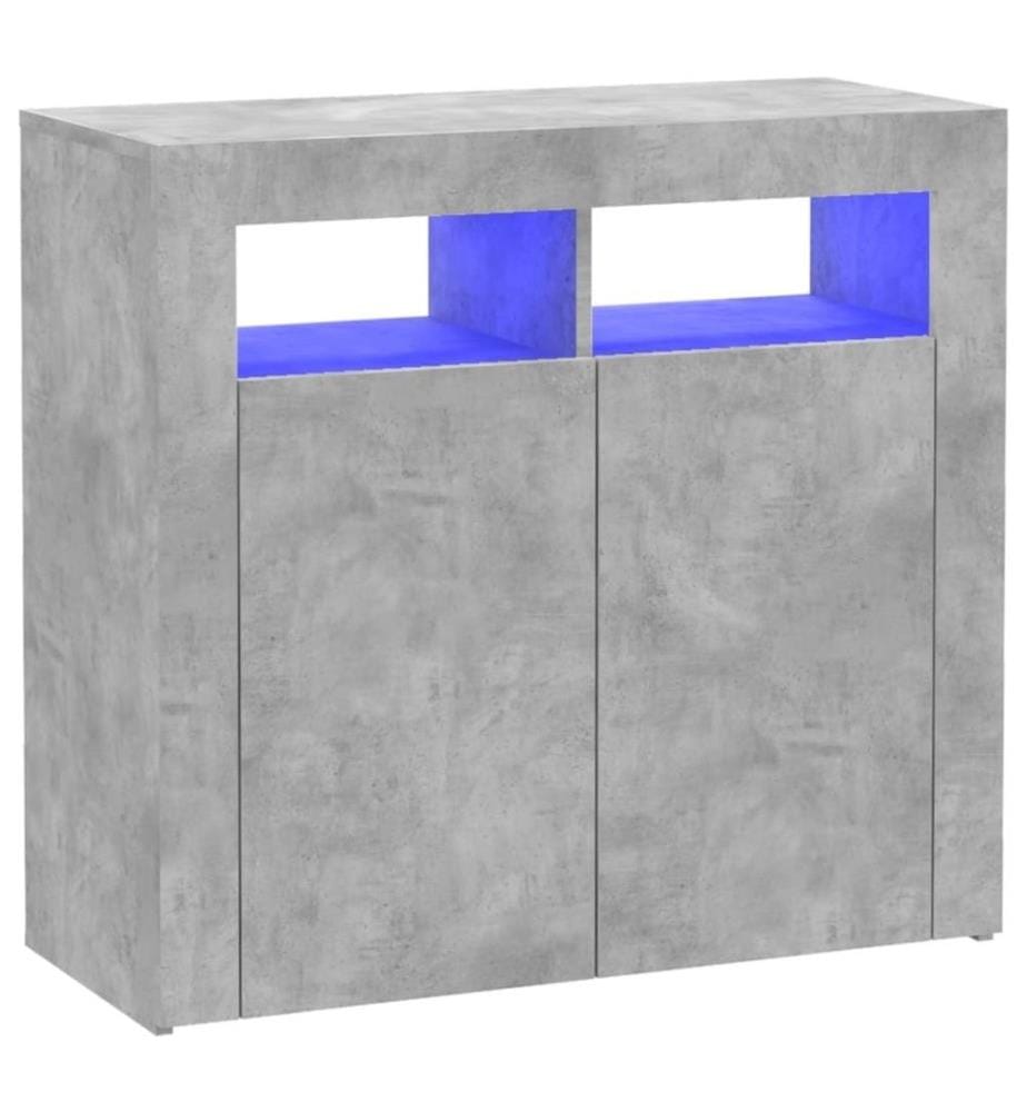 Sideboard mit LED-Leuchten Betongrau 80x35x75 cm