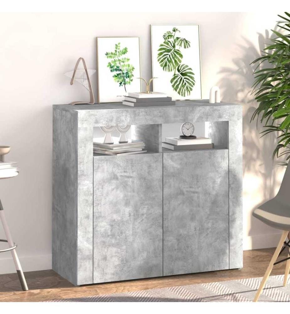 Sideboard mit LED-Leuchten Betongrau 80x35x75 cm