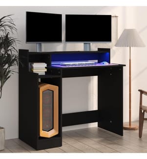 Schreibtisch mit LEDs Schwarz 97x45x90 cm Holzwerkstoff