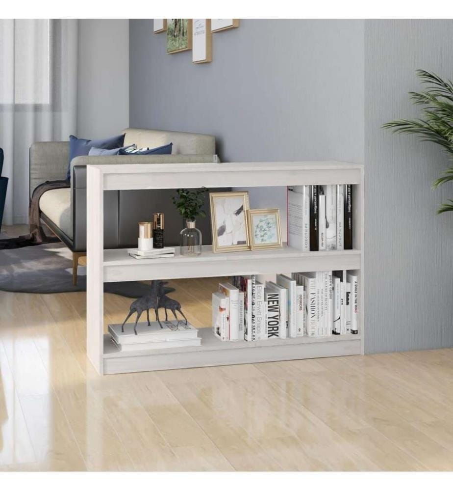 Bücherregal Raumteiler Weiss 100x30x71,5 cm Massivholz Kiefer