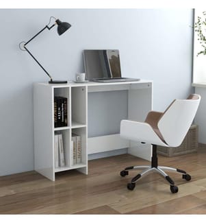 Computertisch Hochglanz-Weiss 102,5x35x75 cm Holzwerkstoff