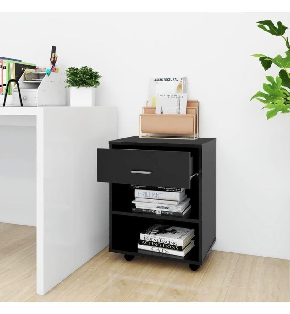 Rollschrank Schwarz 46x36x59 cm Holzwerkstoff