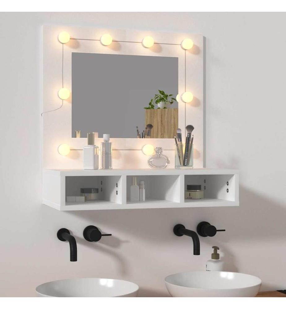Spiegelschrank mit LED Weiss 60x31,5x62 cm
