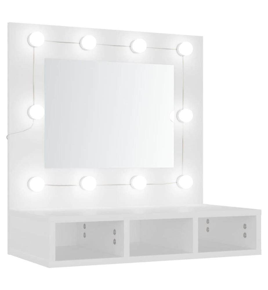 Spiegelschrank mit LED Weiss 60x31,5x62 cm