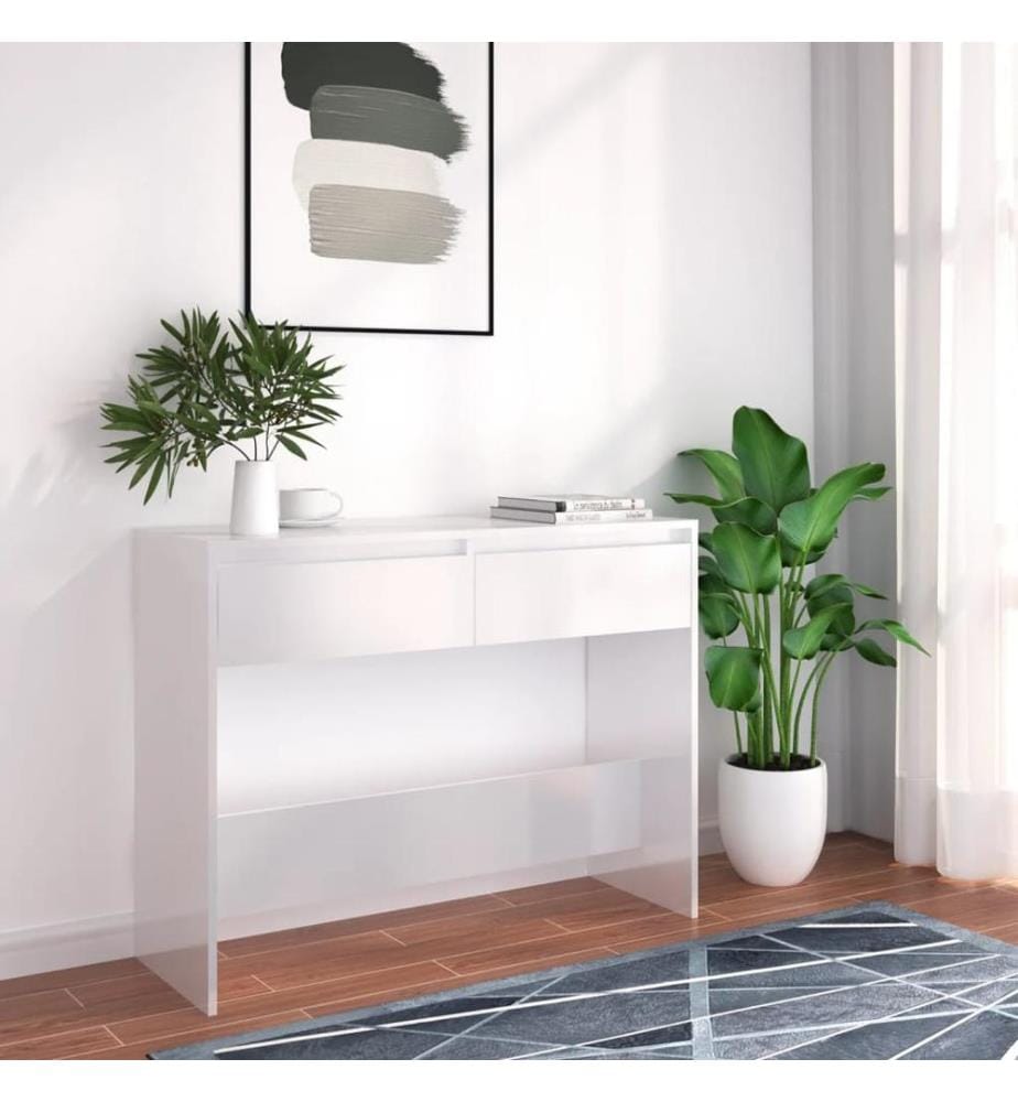 Table console blanc 100x35x76,5 cm bois d'ingénierie