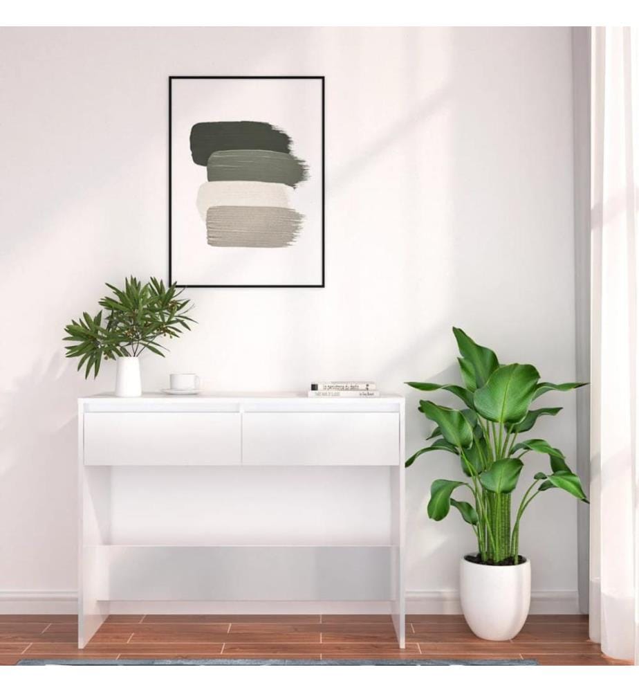 Table console blanc 100x35x76,5 cm bois d'ingénierie