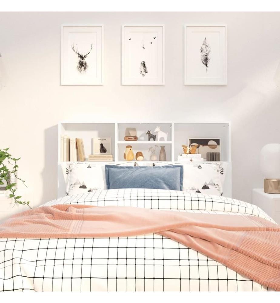 Bett-Kopfteil mit Ablagen Weiss 120x19x103,5 cm