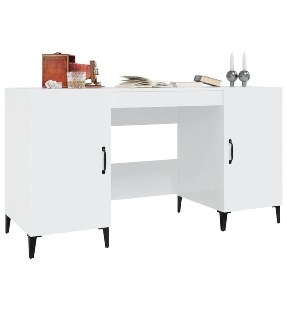 Schreibtisch Hochglanz-Weiss 140x50x75 cm Holzwerkstoff