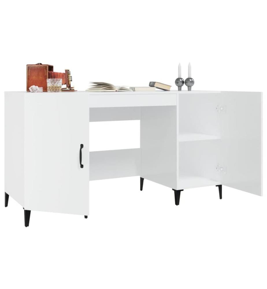 Schreibtisch Hochglanz-Weiss 140x50x75 cm Holzwerkstoff