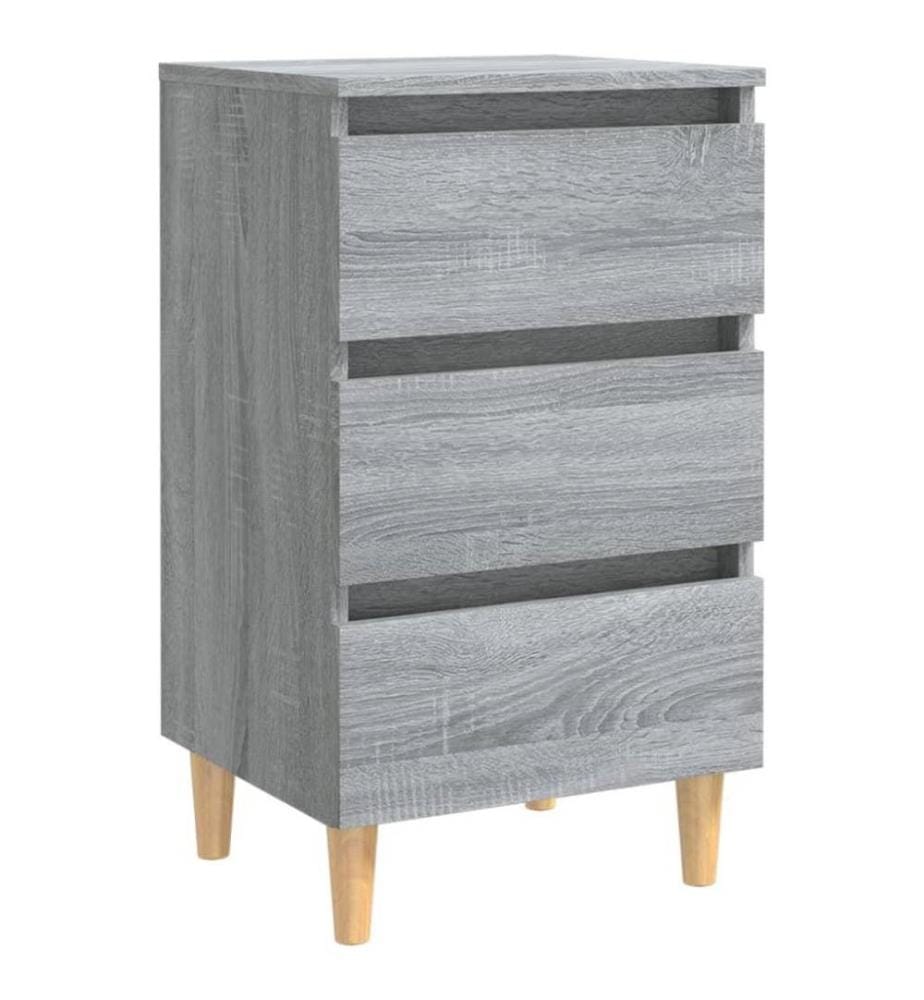 Nachttisch mit Massivholz-Beinen Grau Sonoma 40x35x69 cm