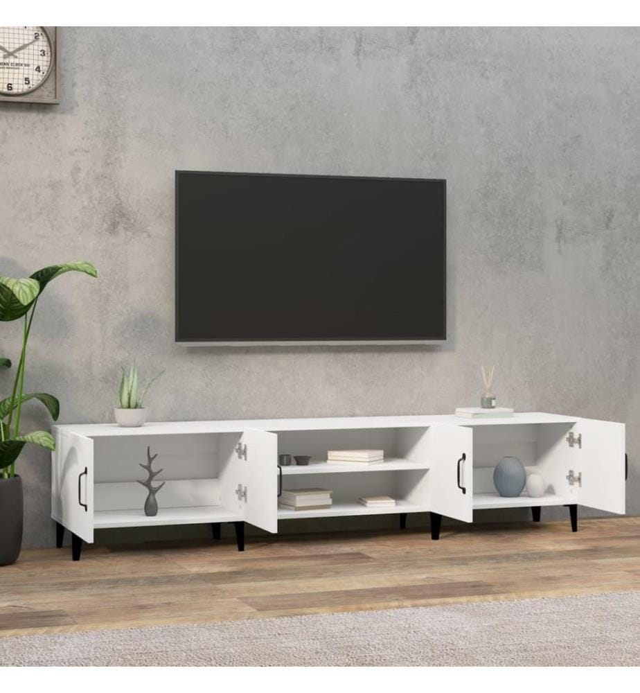 Meuble TV blanc 180x31,5x40 cm bois d'ingénierie