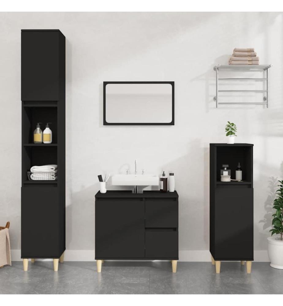 Badschrank Schwarz 65x33x60 cm Holzwerkstoff