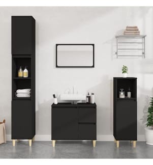 Badschrank Schwarz 65x33x60 cm Holzwerkstoff