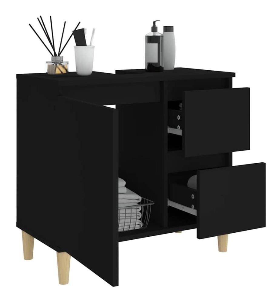 Badschrank Schwarz 65x33x60 cm Holzwerkstoff